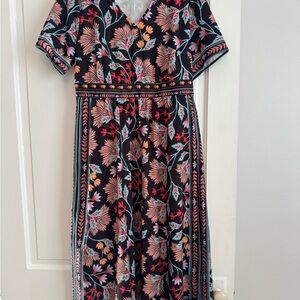 BloomChic Black Maxi Dress with Coral, Teal and Yellow Floral Print
